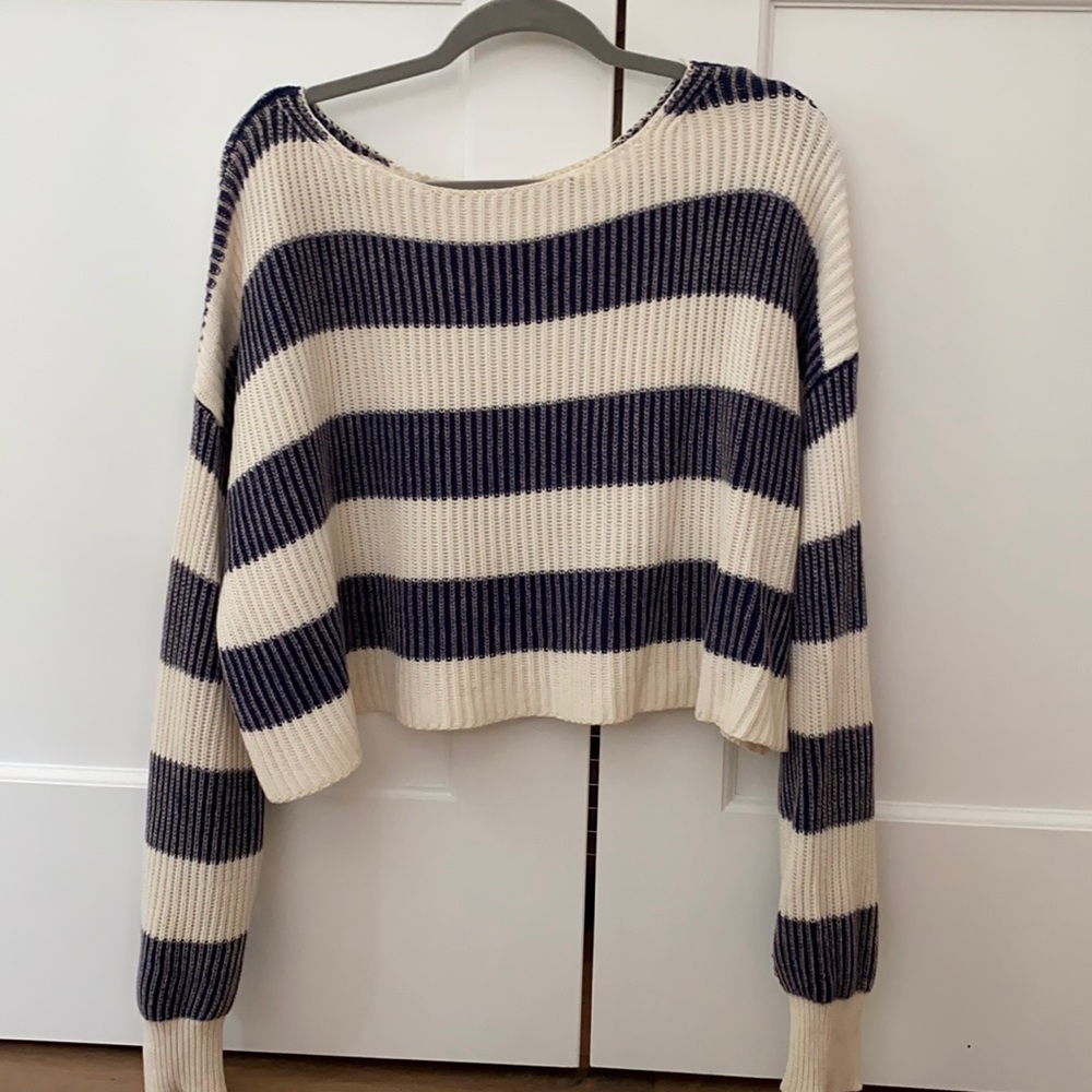Free people navy/white striped sweater